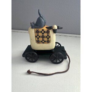 Vintage Williraye Studio Figurine WW1401 Sheep Cat Cart Folk Art Whimsical Farm